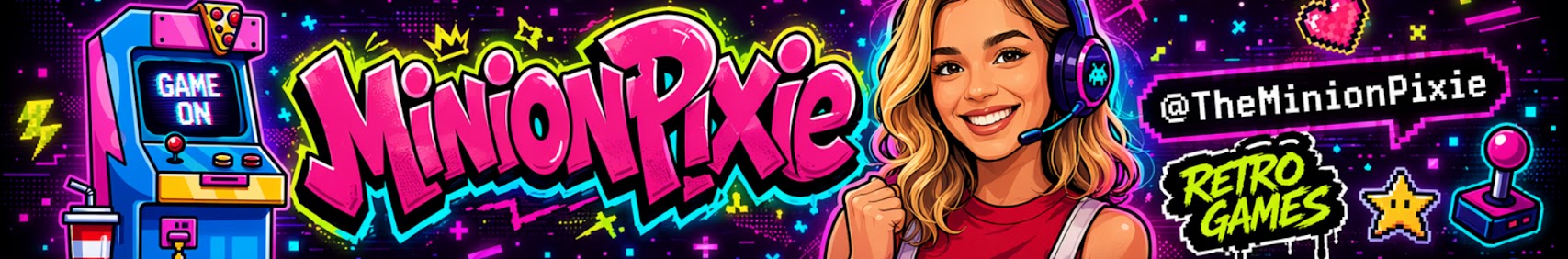 MinionPixie YouTube banner cropped as it appears on a channel page